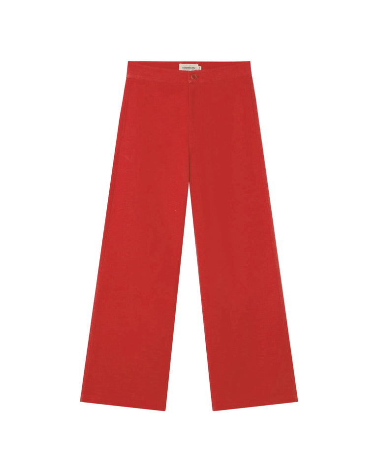 Pantalón rojo Karina sostenible-silueta 1