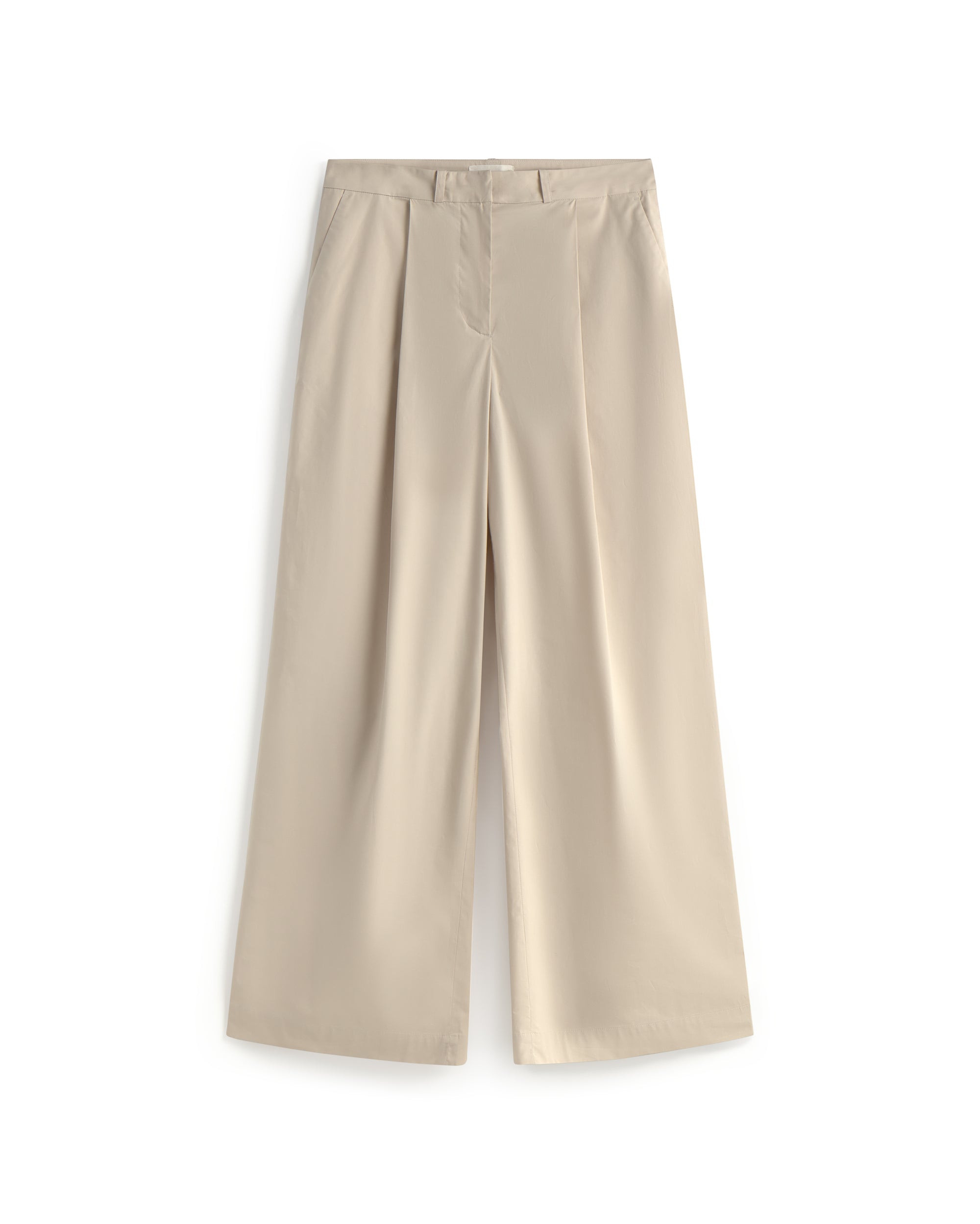 Pantalón popelin wide leg beige Patty sostenible silueta - 1
