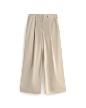 Pantalón popelin wide leg beige Patty sostenible silueta - 1
