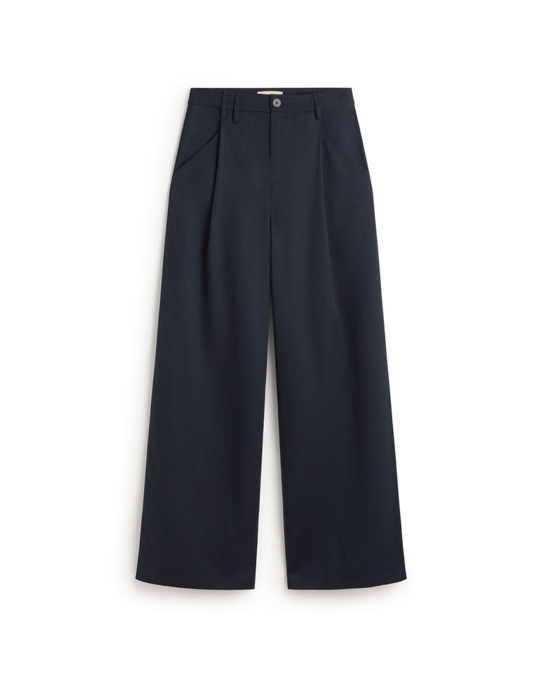 Pantalón wide leg pinza azul Molly sostenible silueta - 1