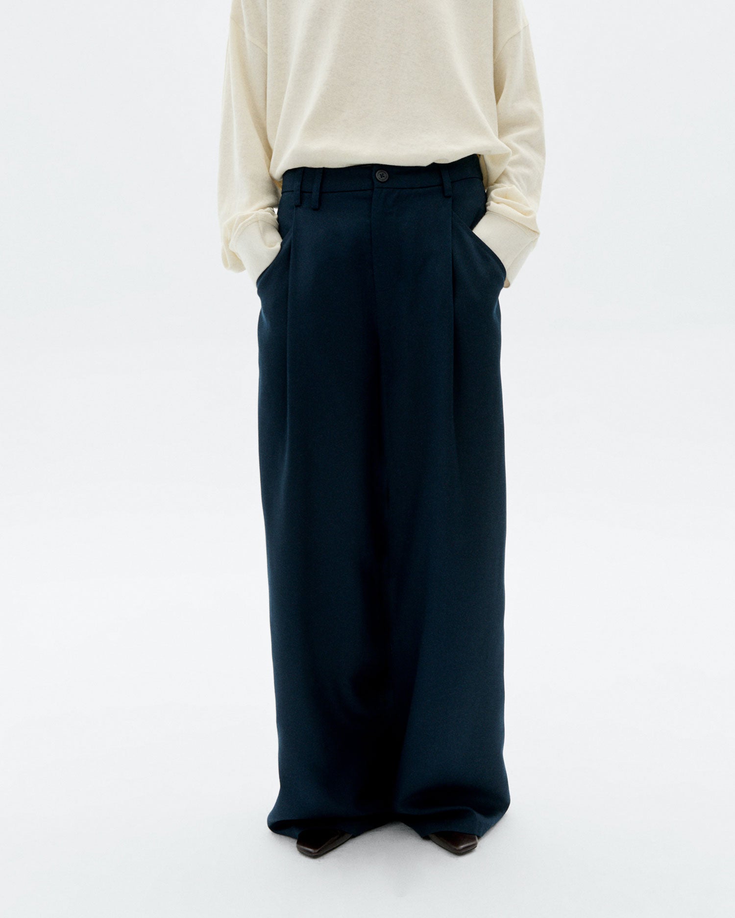 Women's Wide Leg Trousers Molly Blue Pinup Pants | Thinking Mu