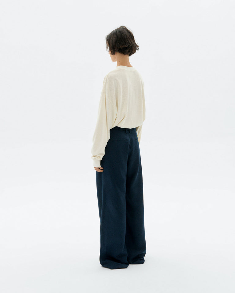 Pantalón wide leg pinza azul Molly sostenible - 4