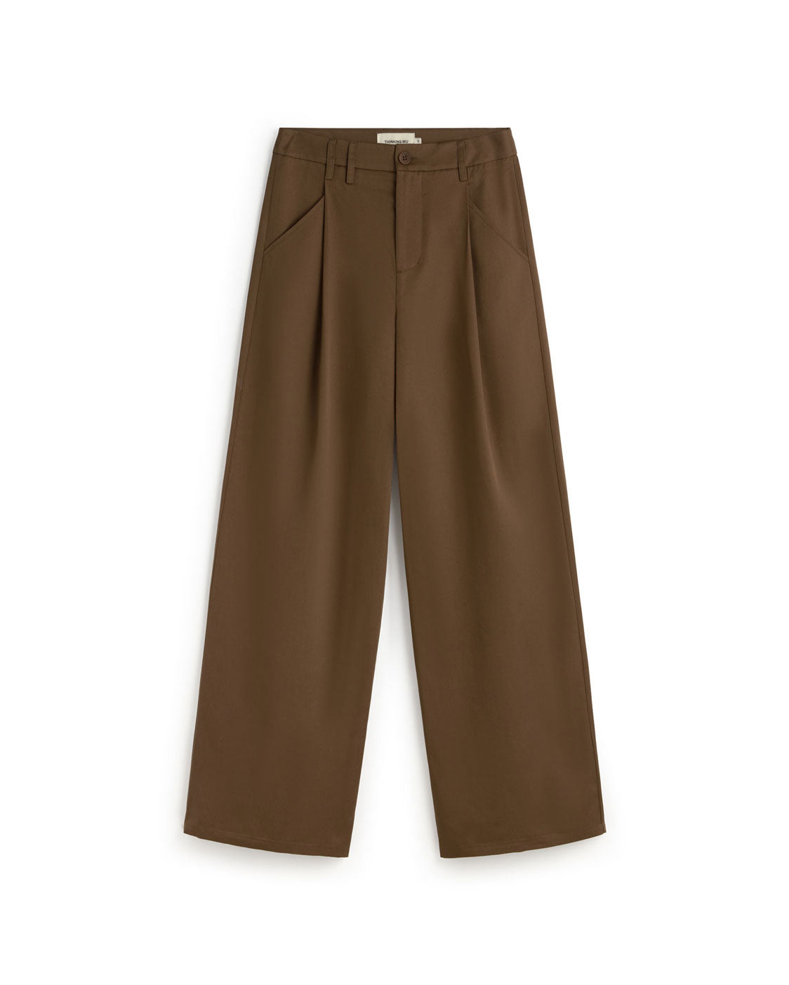 Pantalón wide leg pinza marrón Molly sostenible silueta - 1
