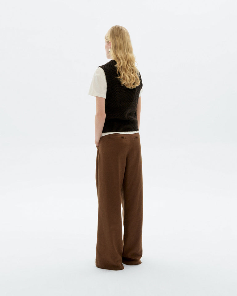 Pantalón wide leg pinza marrón Molly sostenible - 4