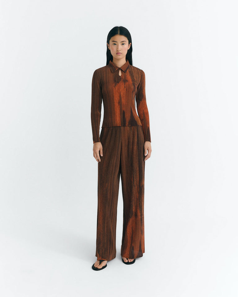 Pantalón relaxed plisado naranja Maro sostenible - 2