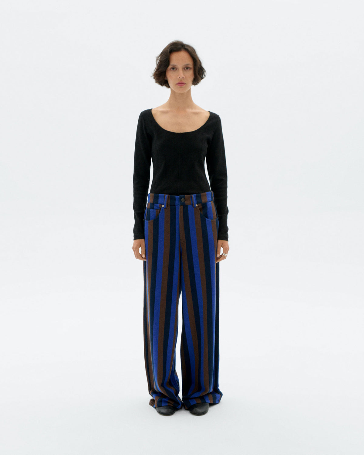 Pantalón wide leg rayas azul totenham Hedda sostenible - 2
