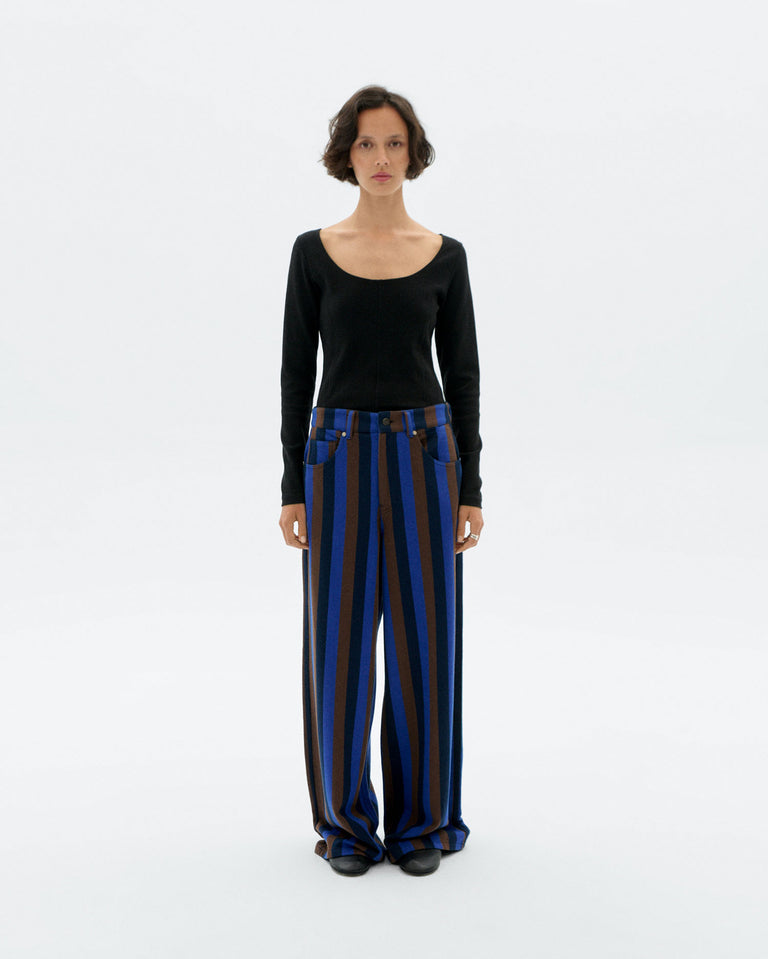 Pantalón wide leg rayas azul totenham Hedda sostenible - 2