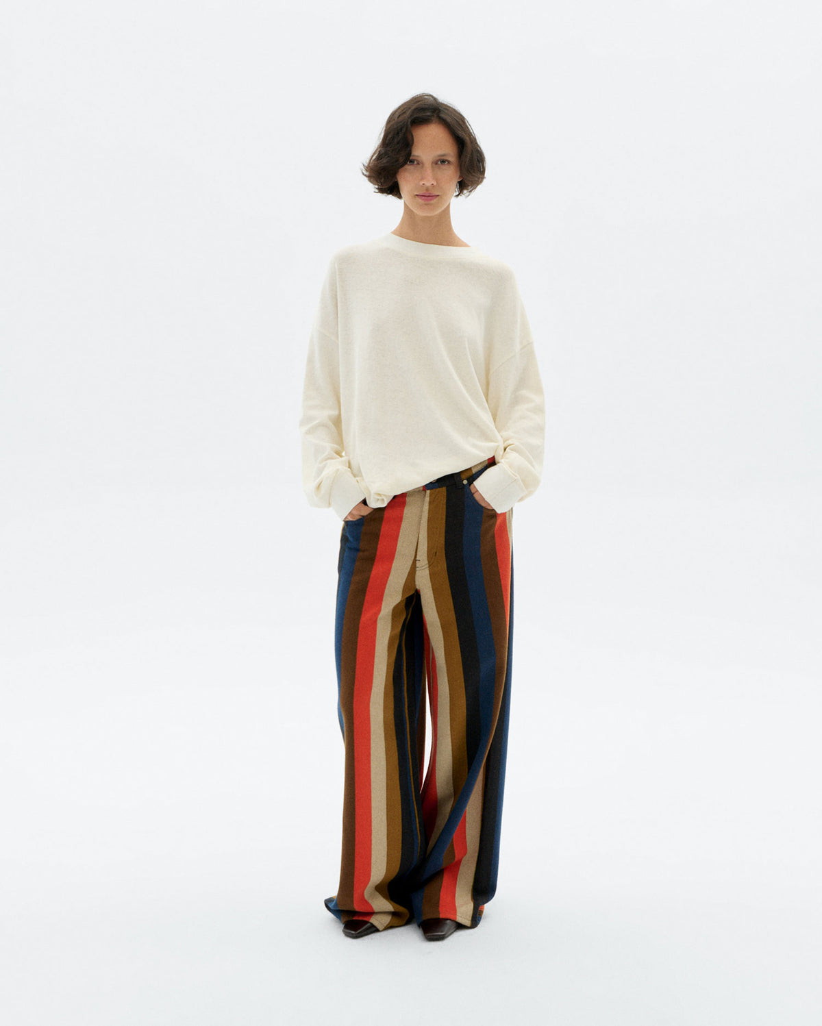 Pantalón wide leg rayas naranja burnley Hedda sostenible - 2