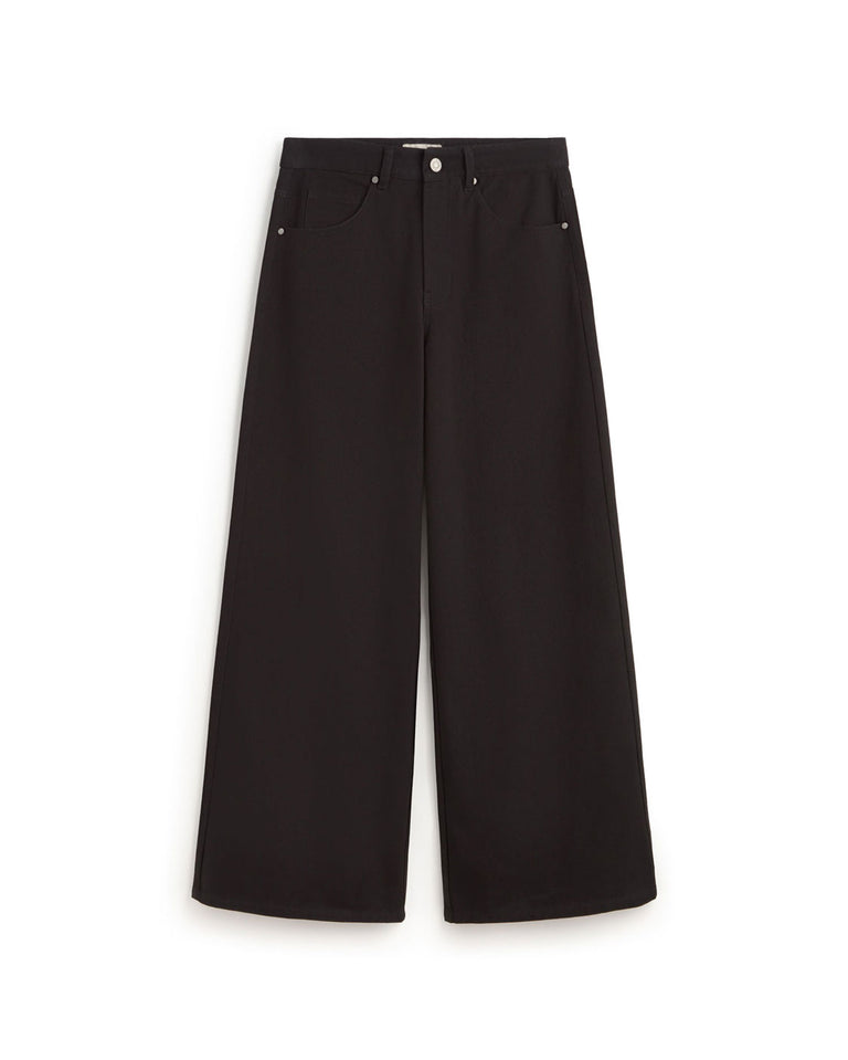 Pantalón wide leg negro Hedda sostenible silueta - 1