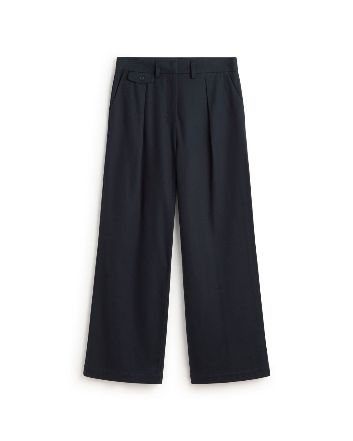 Pantalón wide leg tiro bajo navy Pat sostenible silueta - 1