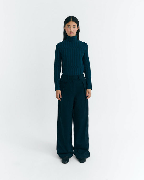 Pantalón wide leg tiro bajo navy Pat sostenible - 2