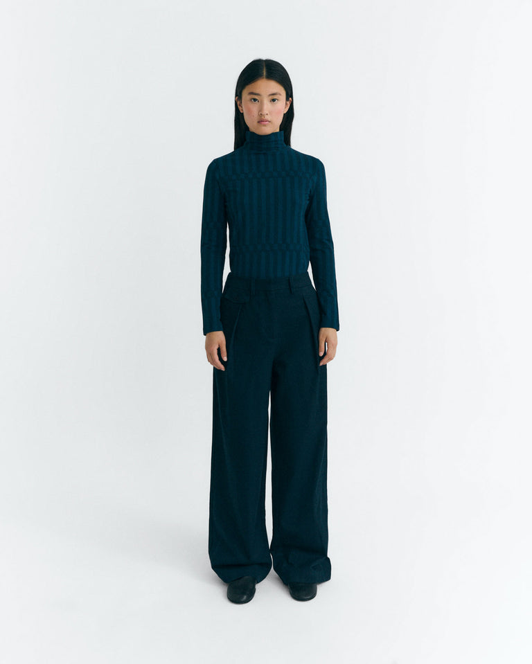 Pantalón wide leg tiro bajo navy Pat sostenible - 2