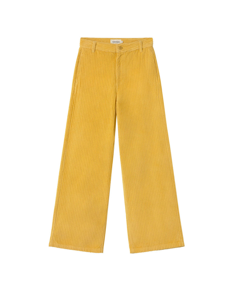 Pantalón tiro alto pana amarillo Karina sostenible silueta - 1