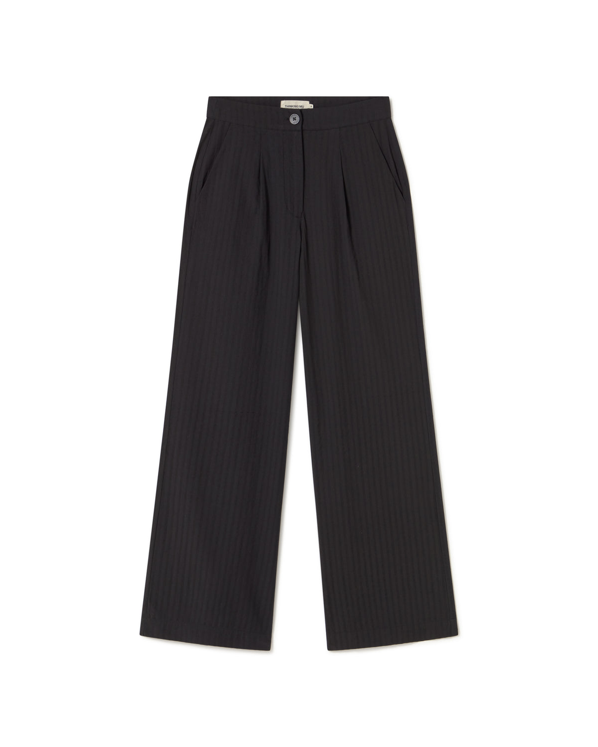 Pantalón negro seersucker Manolita sostenible - silueta 1