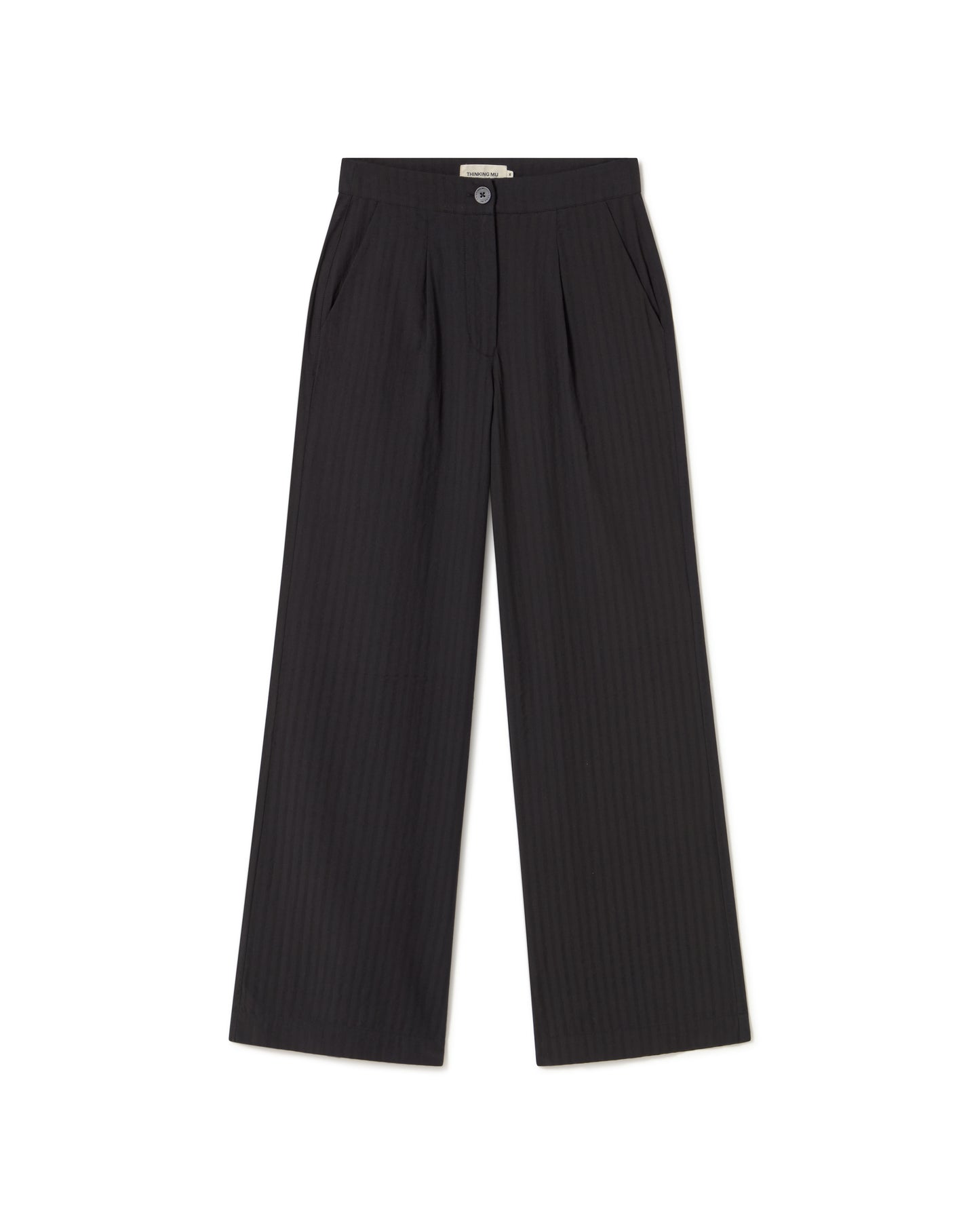 Pantalón negro seersucker Manolita sostenible - silueta 1