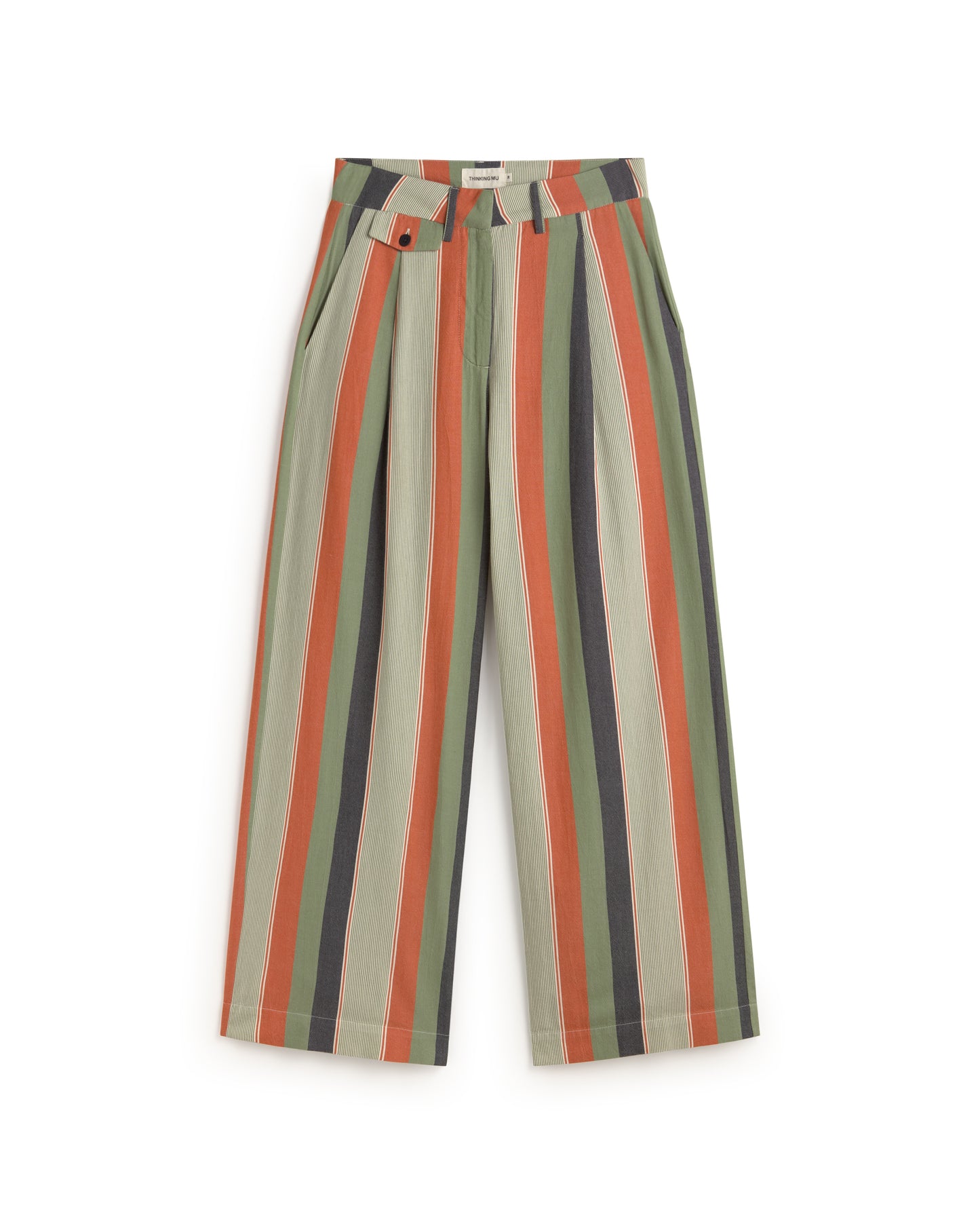 Pantalón wide leg tiro bajo rayas multicolor Pat sostenible silueta - 1