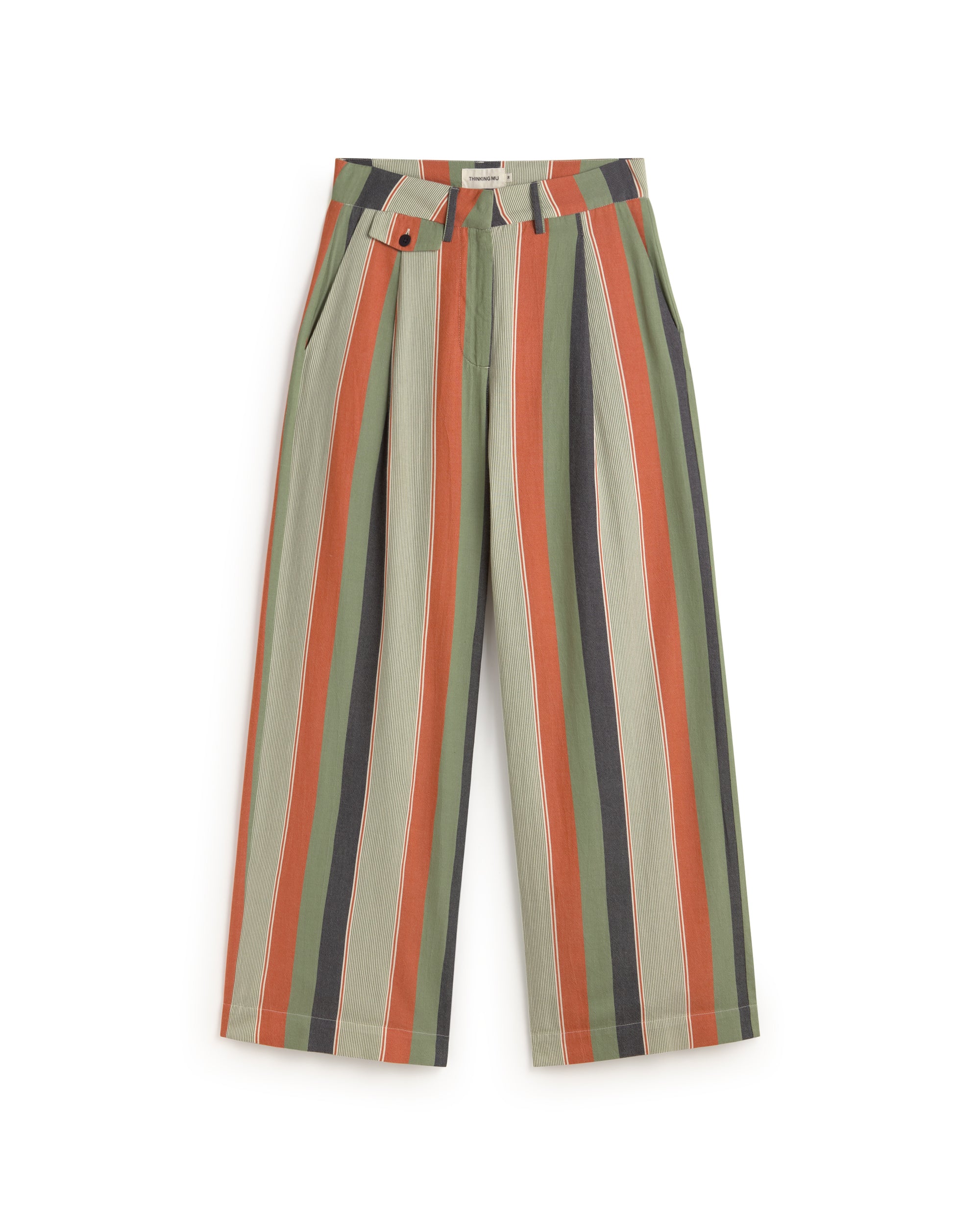 Pantalón wide leg tiro bajo rayas multicolor Pat sostenible silueta - 1