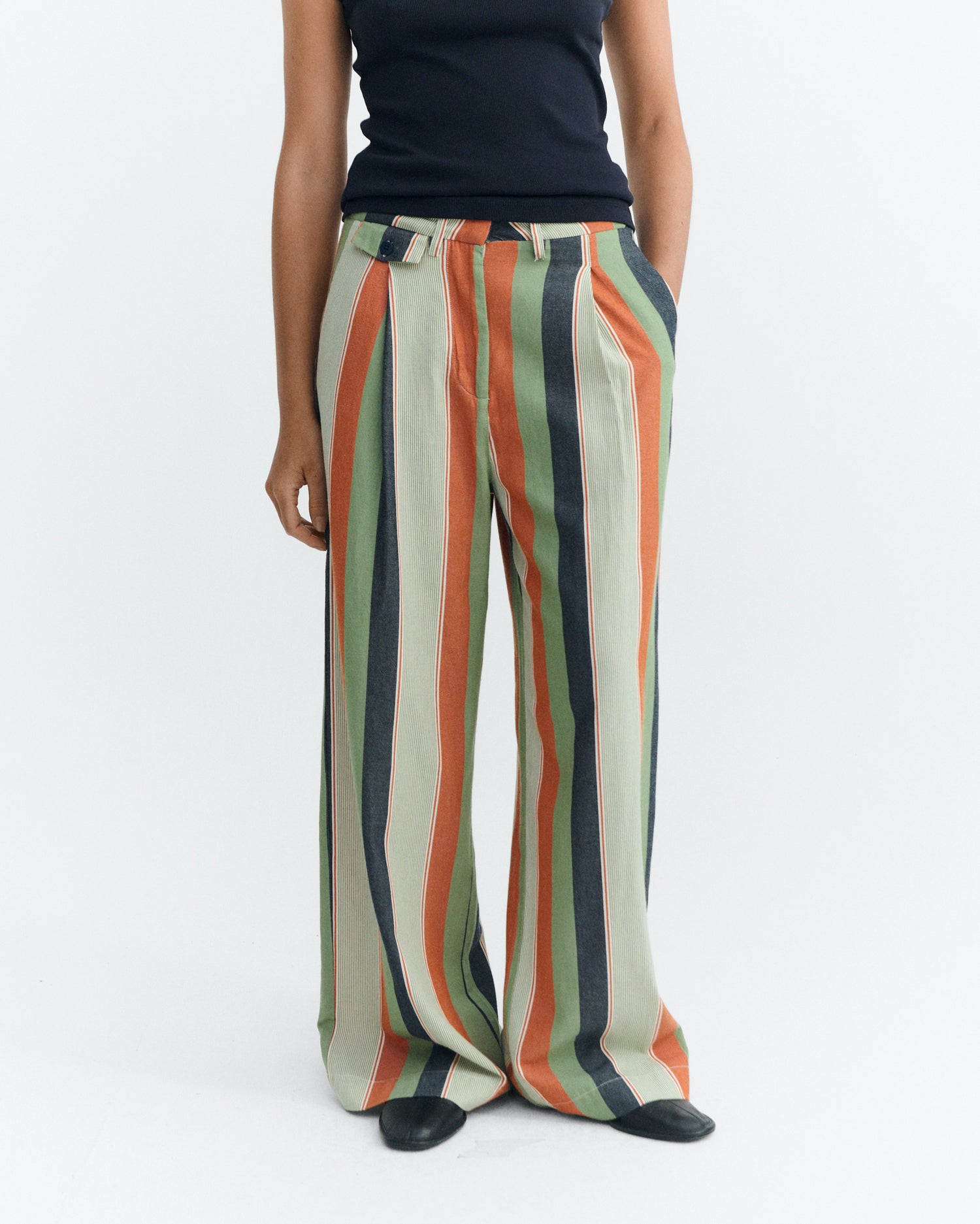 Pantalón wide leg tiro bajo rayas multicolor Pat sostenible - 2