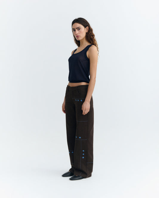 Pantalón tiro bajo bordado a mano sole mio Kettan sostenible - 2