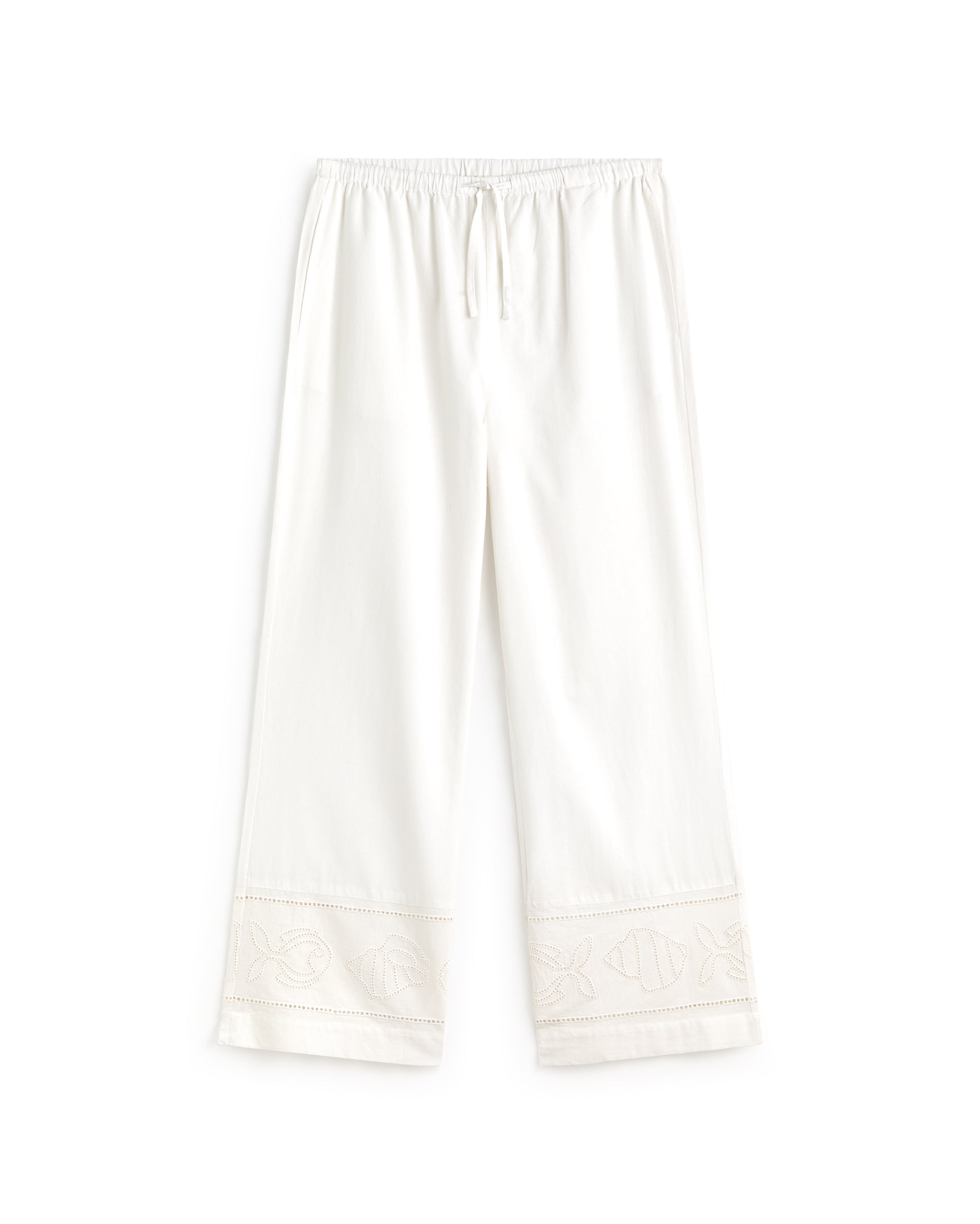 Pantalón relaxed bordado blanco Brigitte sostenible silueta - 1