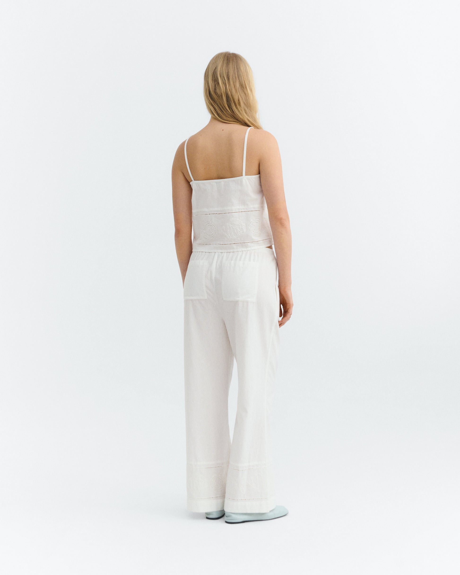 Pantalón relaxed bordado blanco Brigitte sostenible - 4