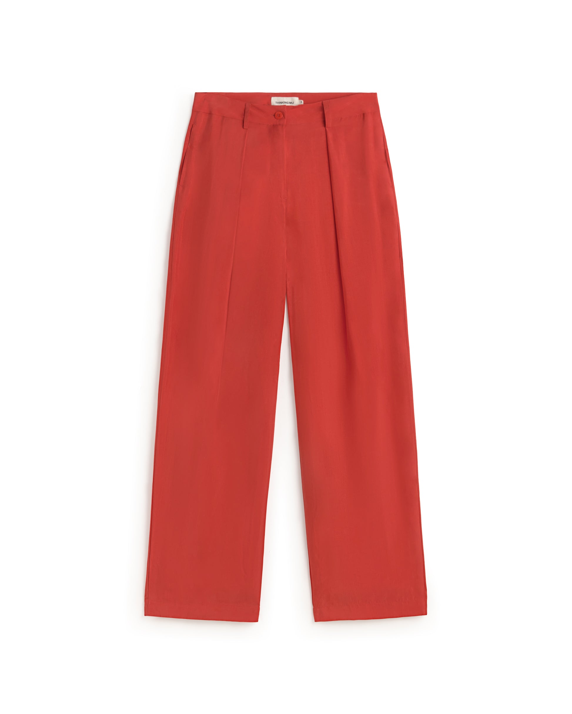 Pantalón relaxed pinza rojo cupro Cirila sostenible silueta - 1