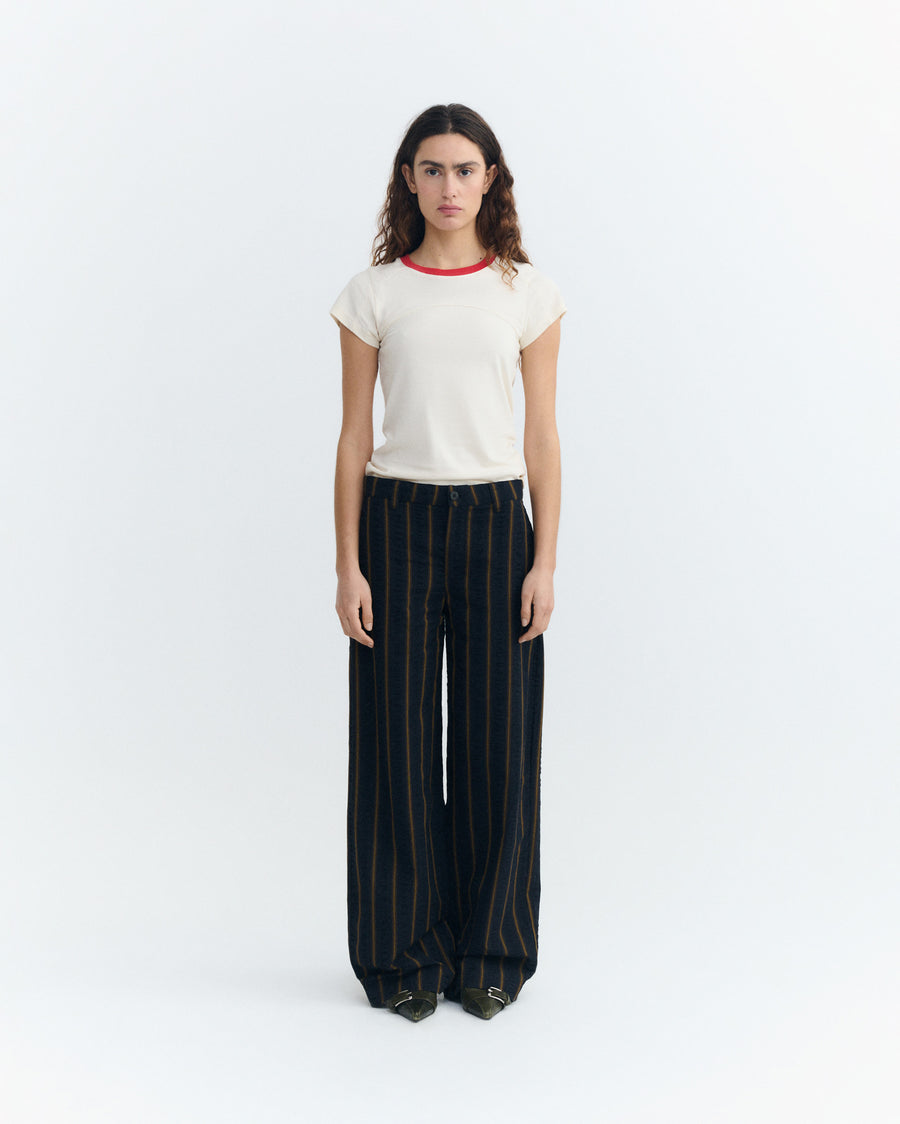 Pantalón recto seersucker rayas Serena sostenible - 1