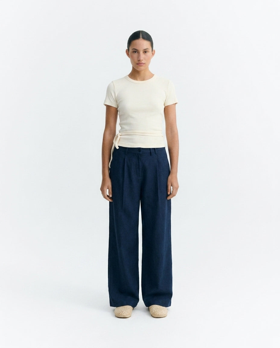 Pantalón wide leg azul hemp Molly sostenible - 1.1