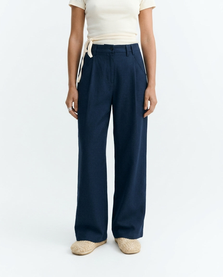Pantalón wide leg azul hemp Molly sostenible - 3.1