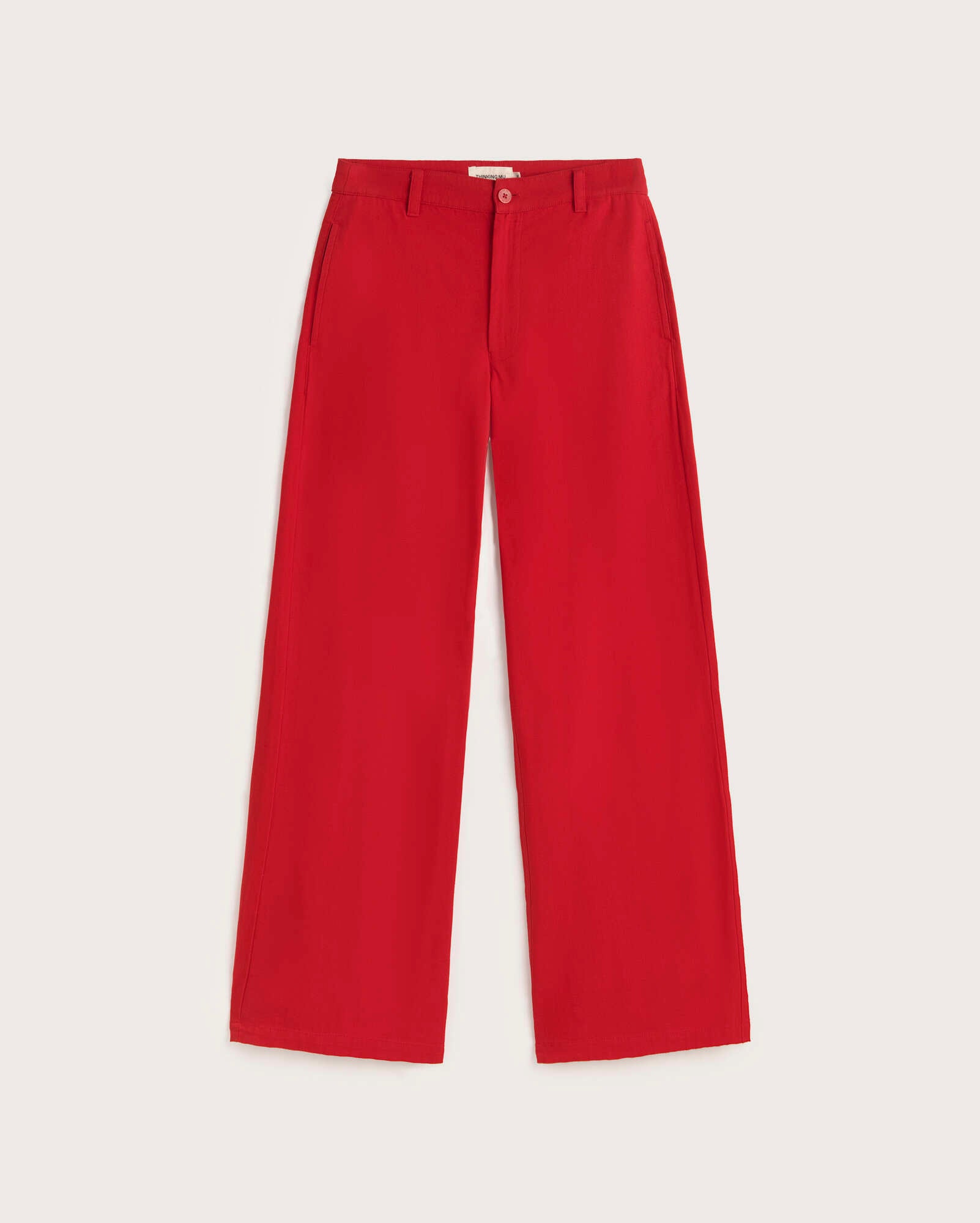 Pantalón tiro alto rojo Karina sostenible silueta - 1