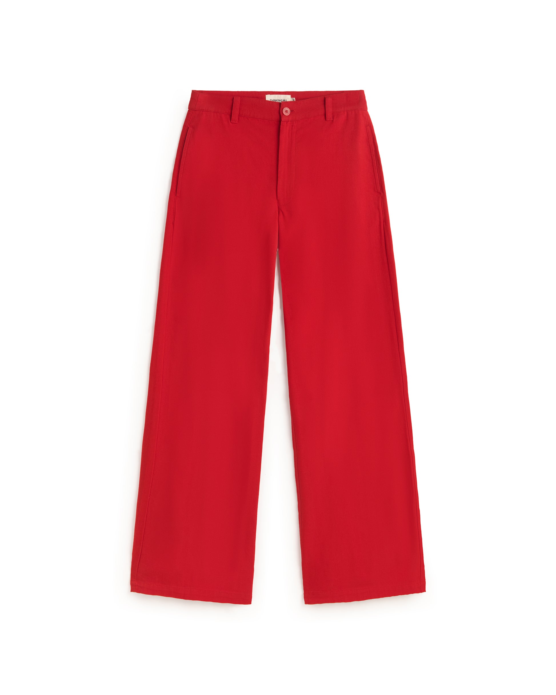 Pantalón tiro alto rojo Karina sostenible silueta - 1