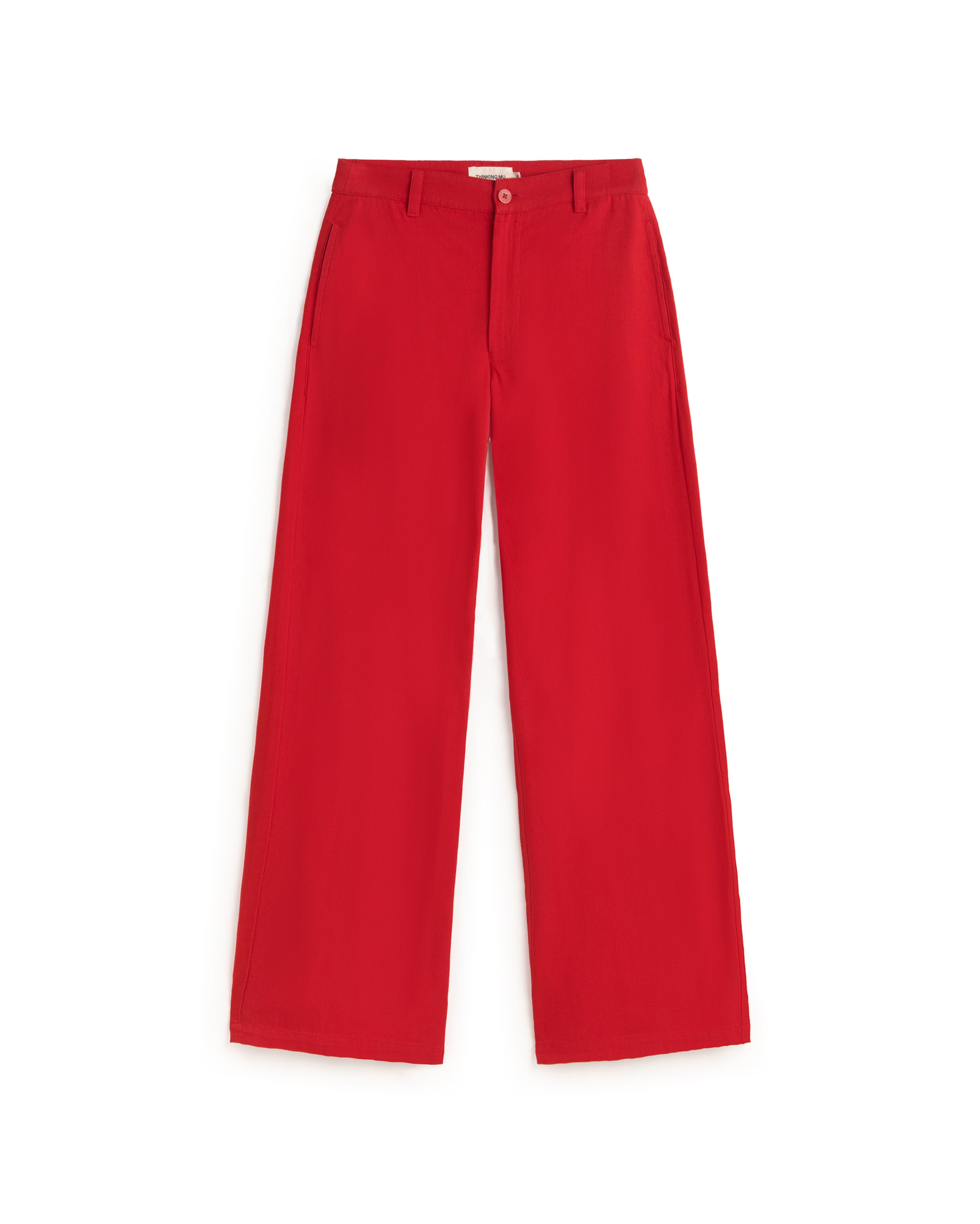 Pantalón tiro alto rojo Karina sostenible silueta - 1