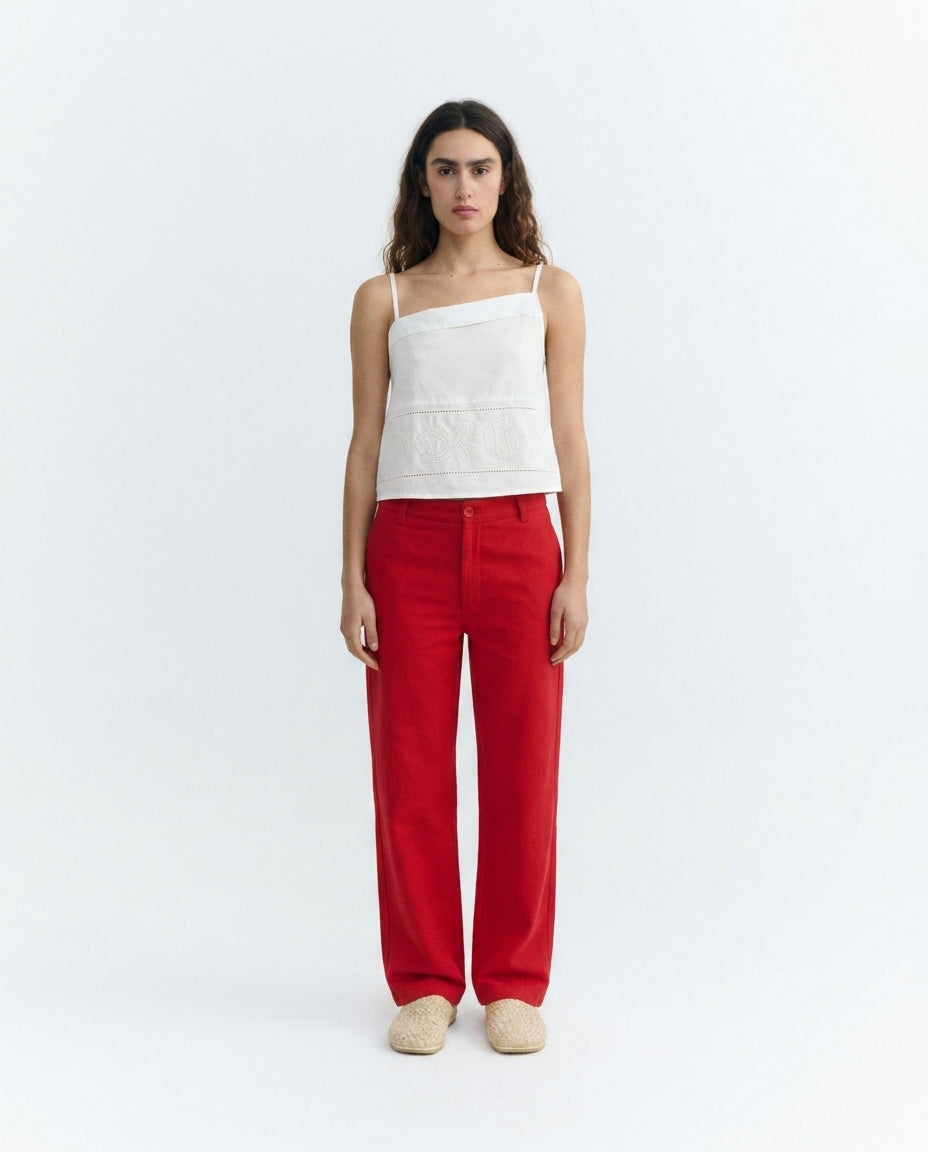 Pantalón tiro alto rojo Karina - sostenible - 1.1