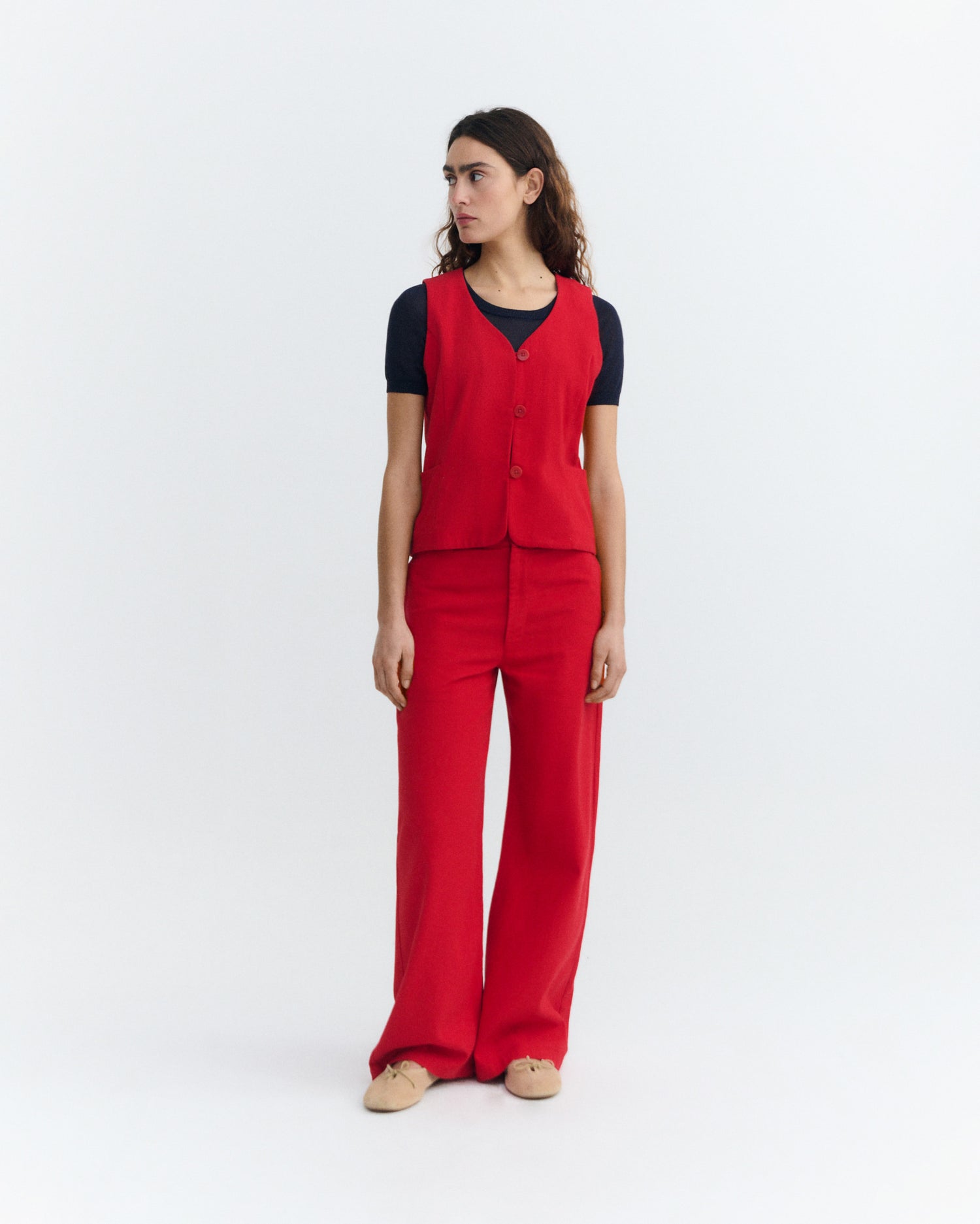 Pantalón tiro alto rojo Karina sostenible - 1