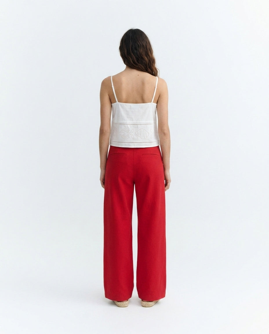 Karina rote hochgeschlossene Hose