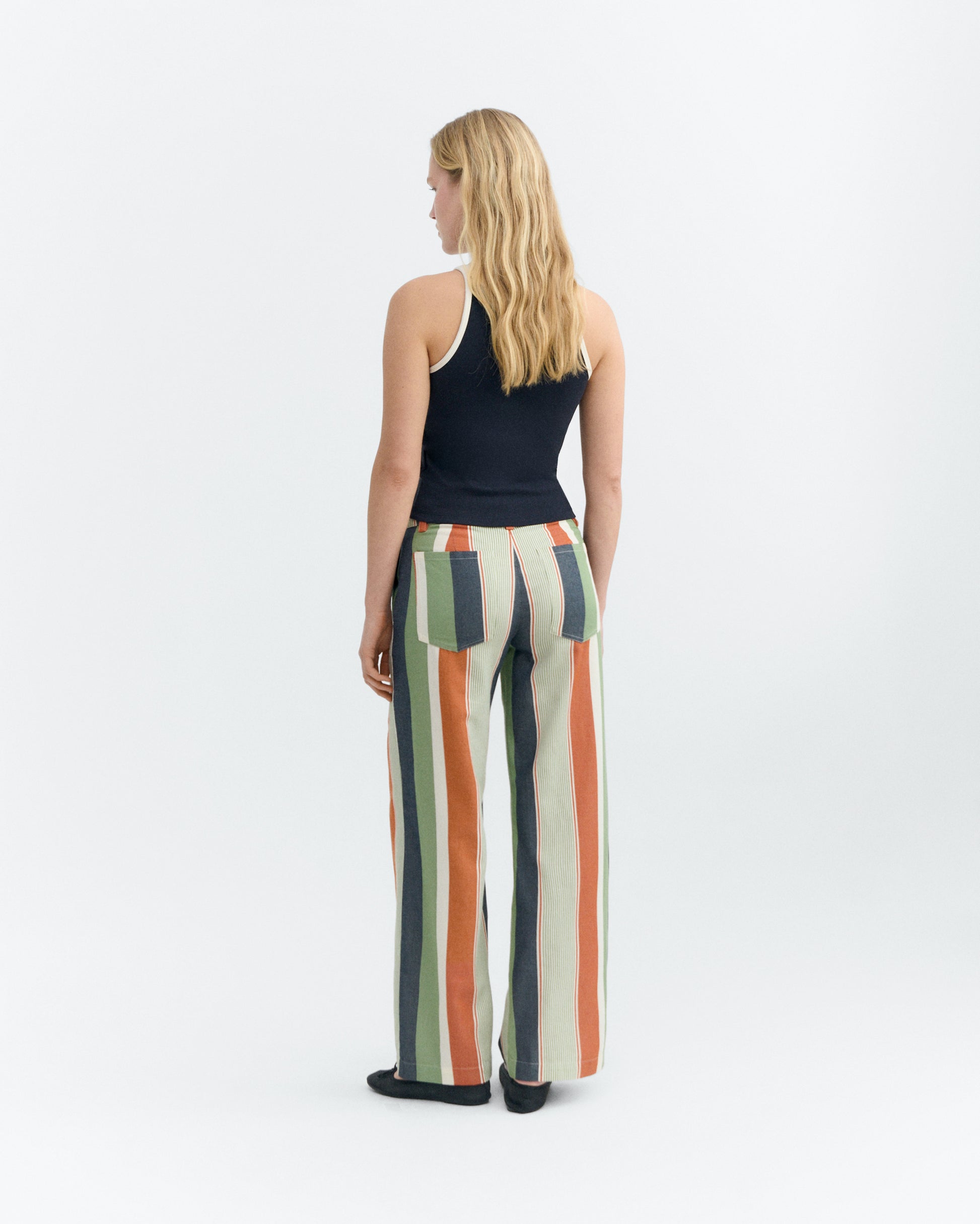 Pantalón recto estampado rayas multicolor Serena sostenible - 3