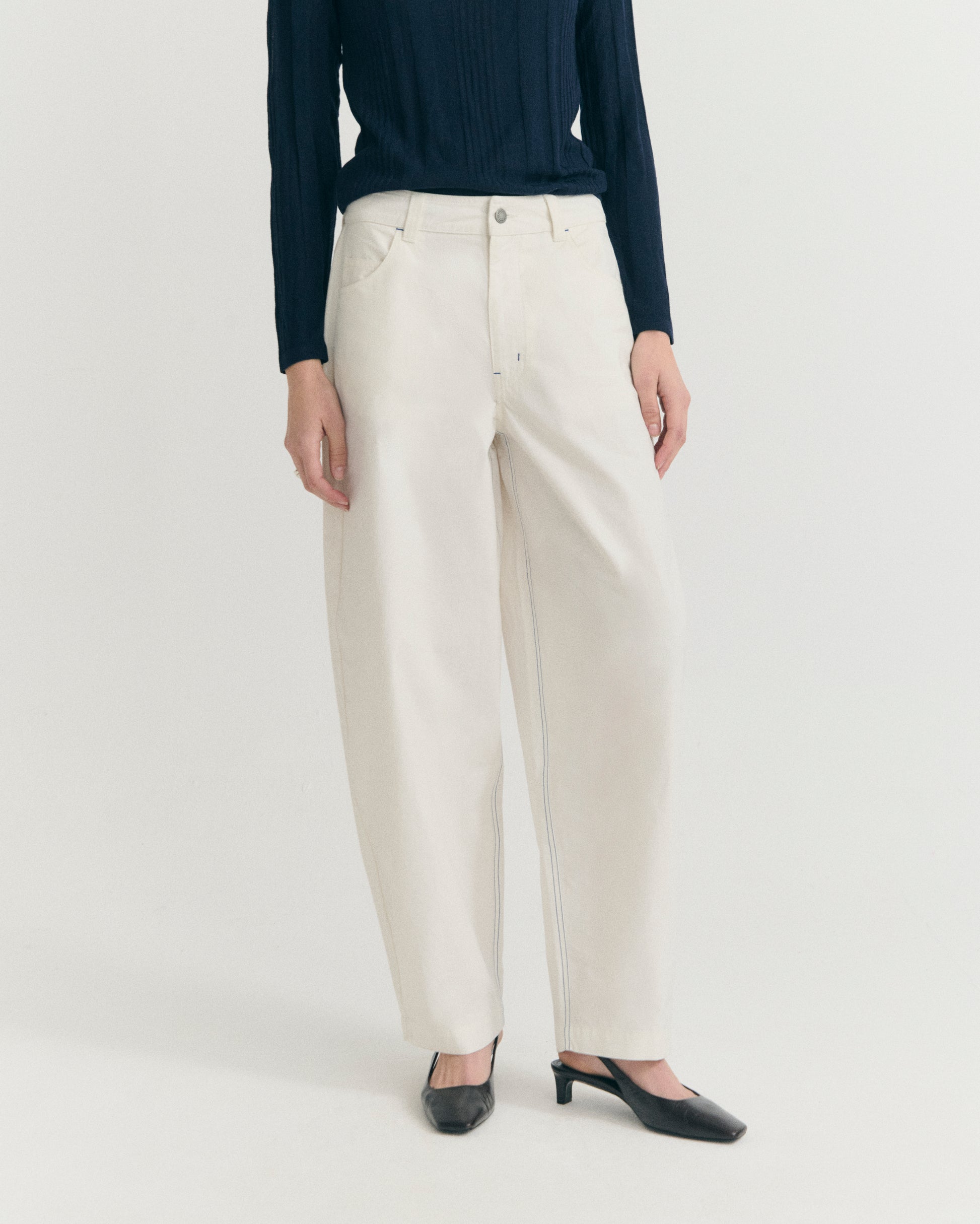 Pantalón barrel blanco Marissa sostenible - 1