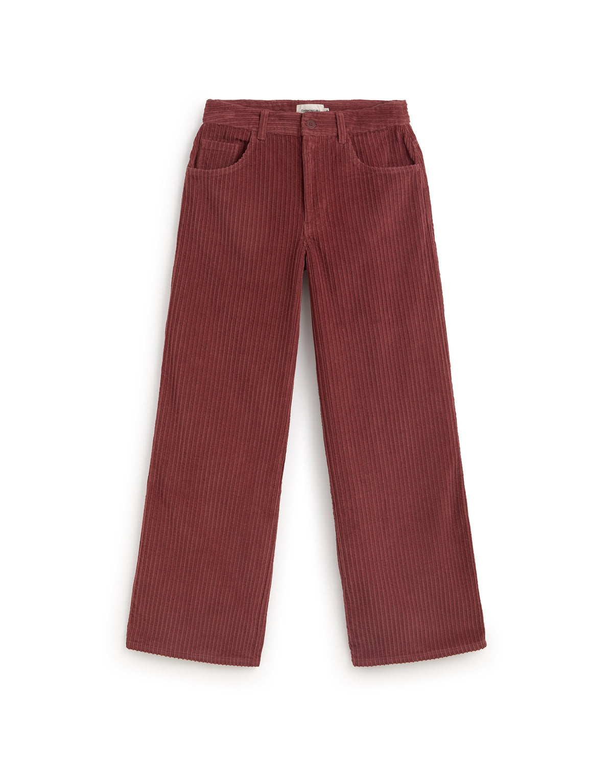Pantalón wide leg pana rojo Hedda sostenible silueta - 1