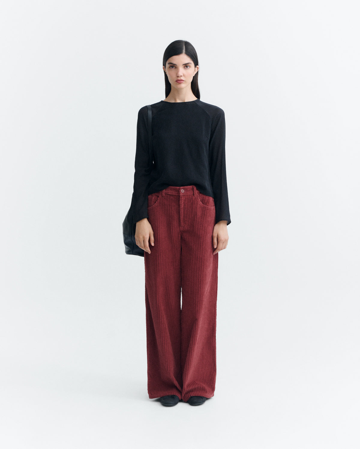 Pantalón wide leg pana rojo Hedda sostenible - 1