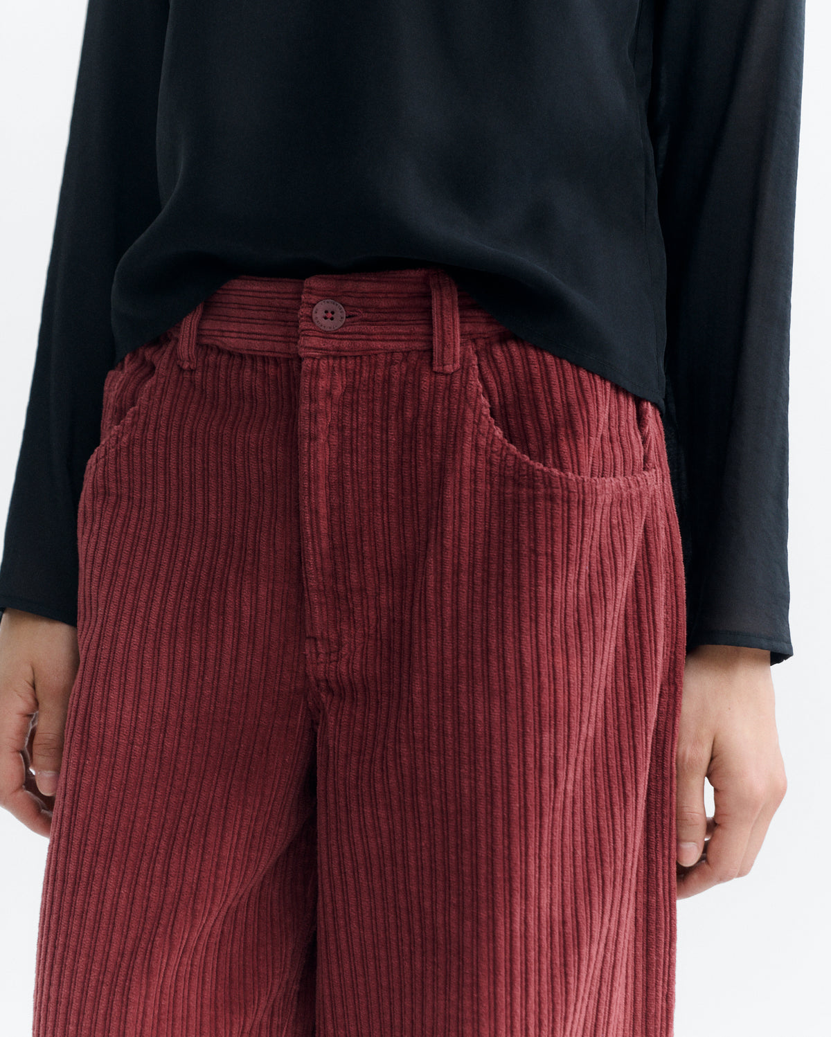 Pantalón wide leg pana rojo Hedda sostenible - 3