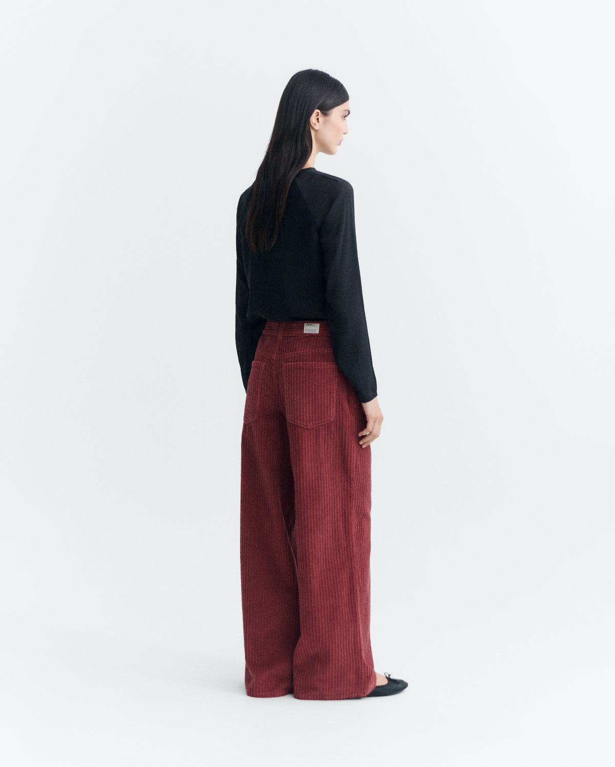 Pantalón wide leg pana rojo Hedda sostenible - 4