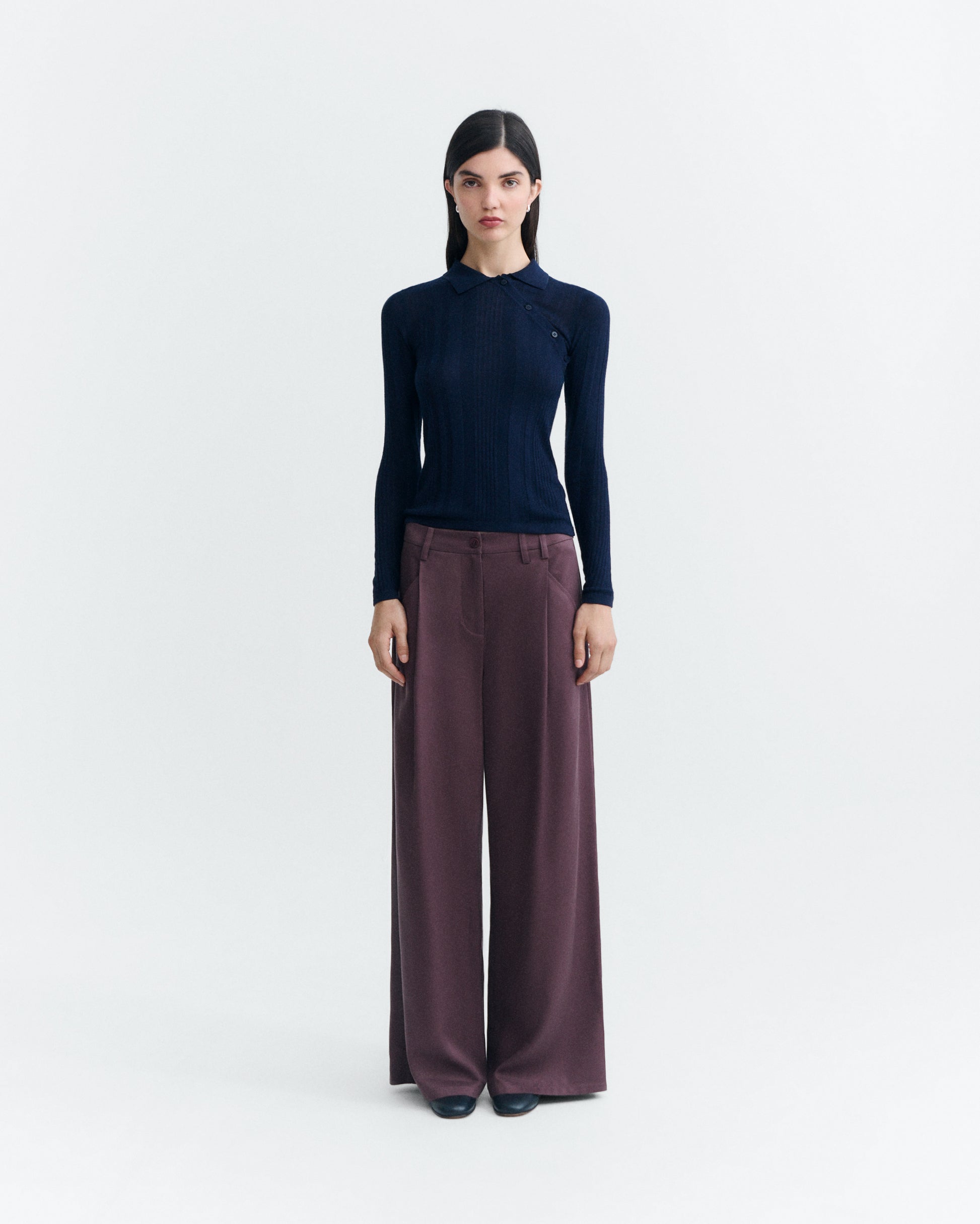 Pantalón wide leg pinza rojo Molly sostenible - 1