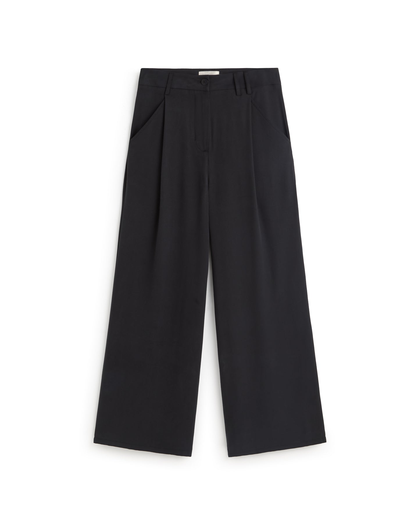 Pantalón wide leg pinza negro Molly sostenible silueta - 1