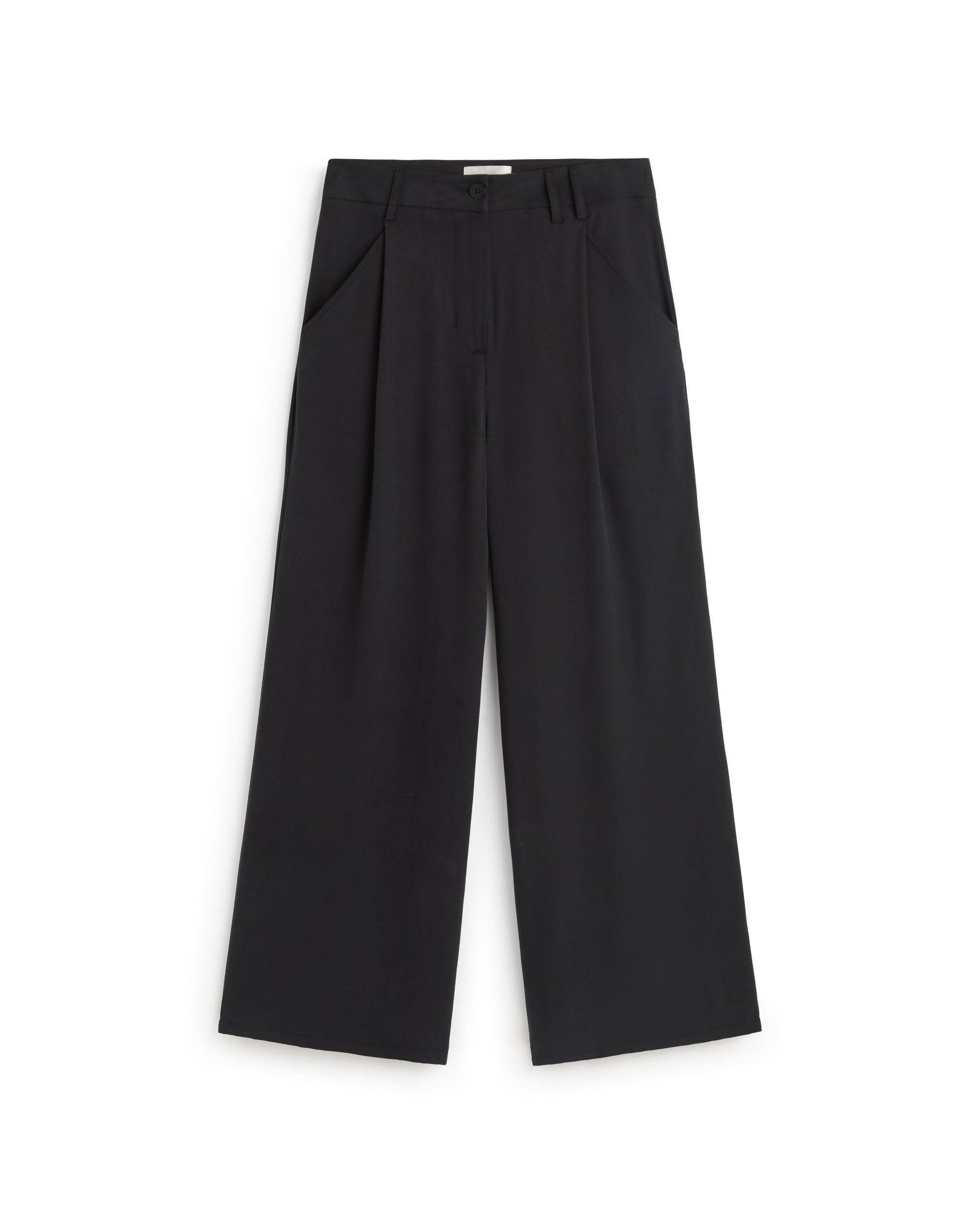 Pantalón wide leg pinza negro Molly sostenible silueta - 1