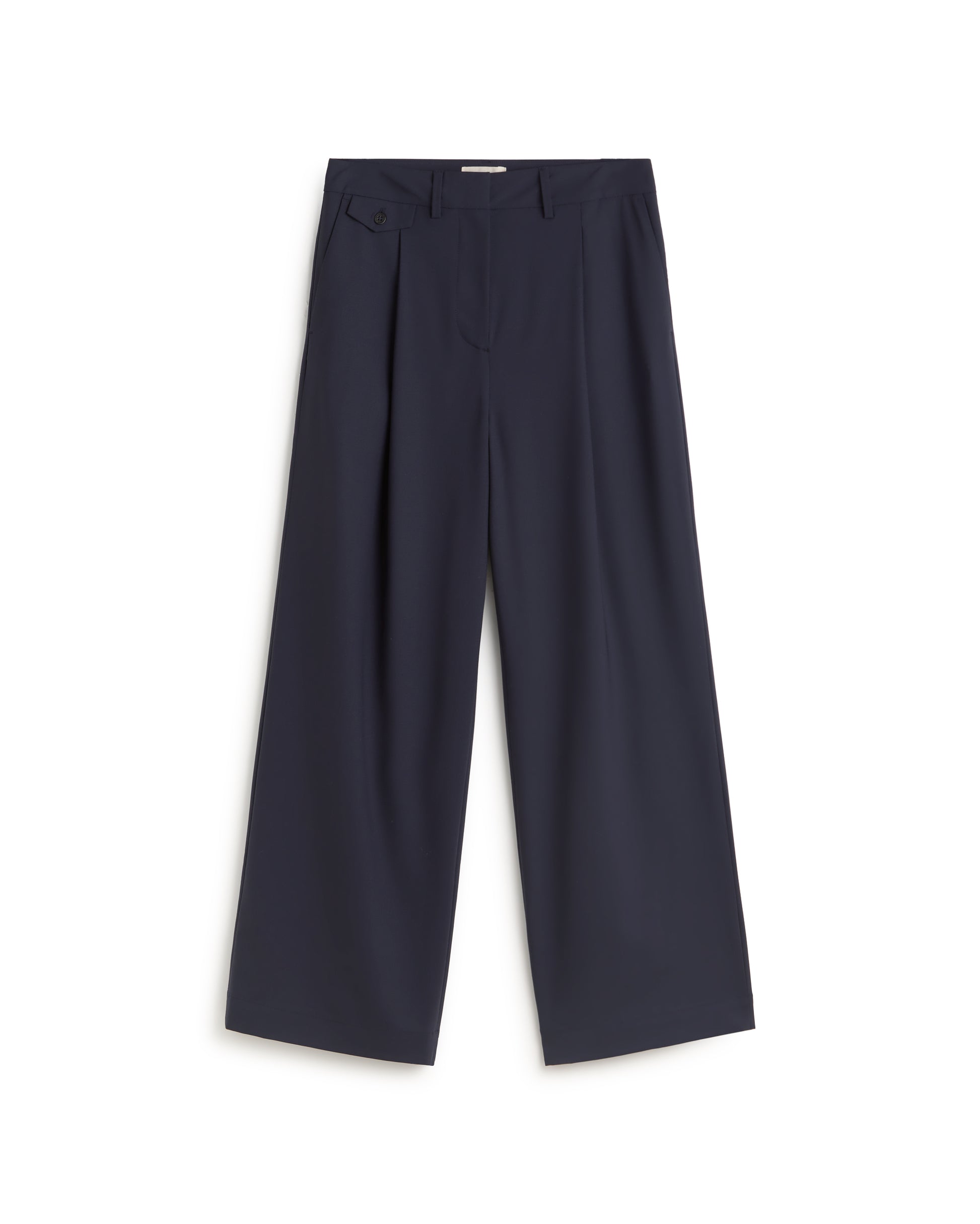 Pantalón wide leg lana fría navy Pat sostenible silueta - 1