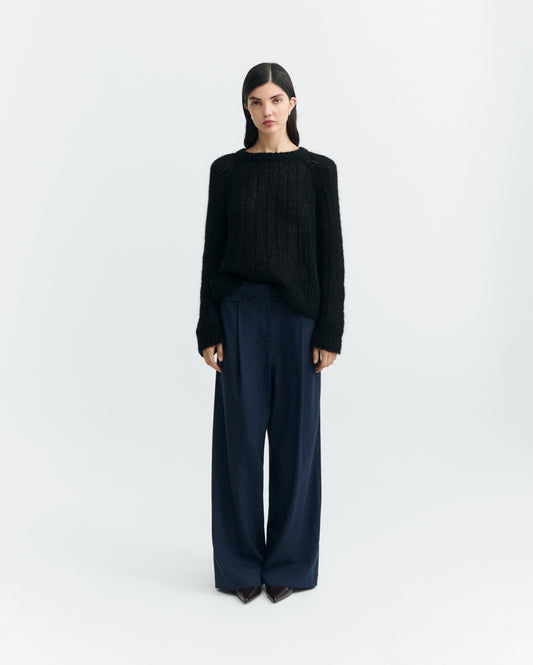 Pantalón wide leg lana fría navy Pat sostenible - 1