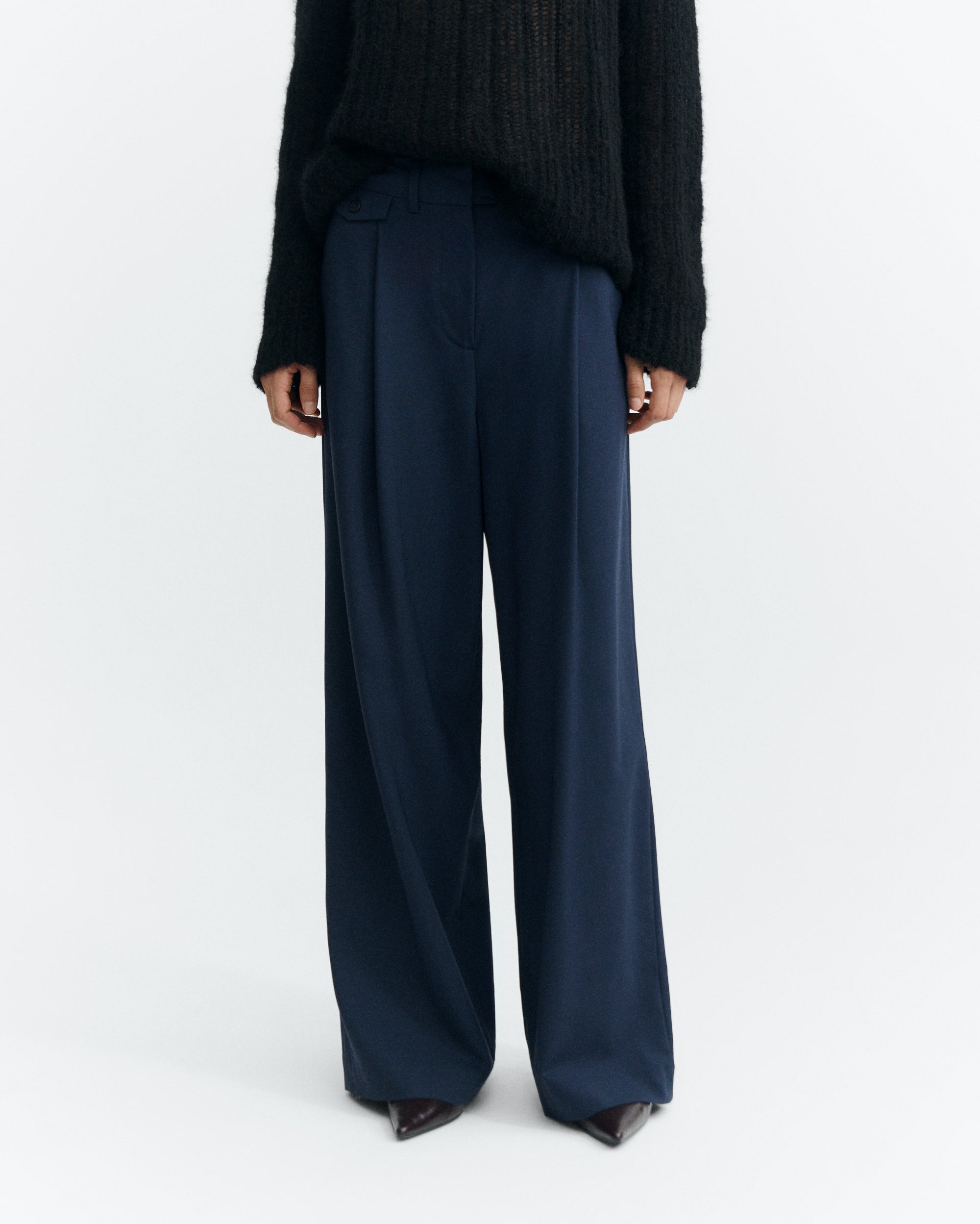 Pantalón wide leg lana fría navy Pat sostenible - 2