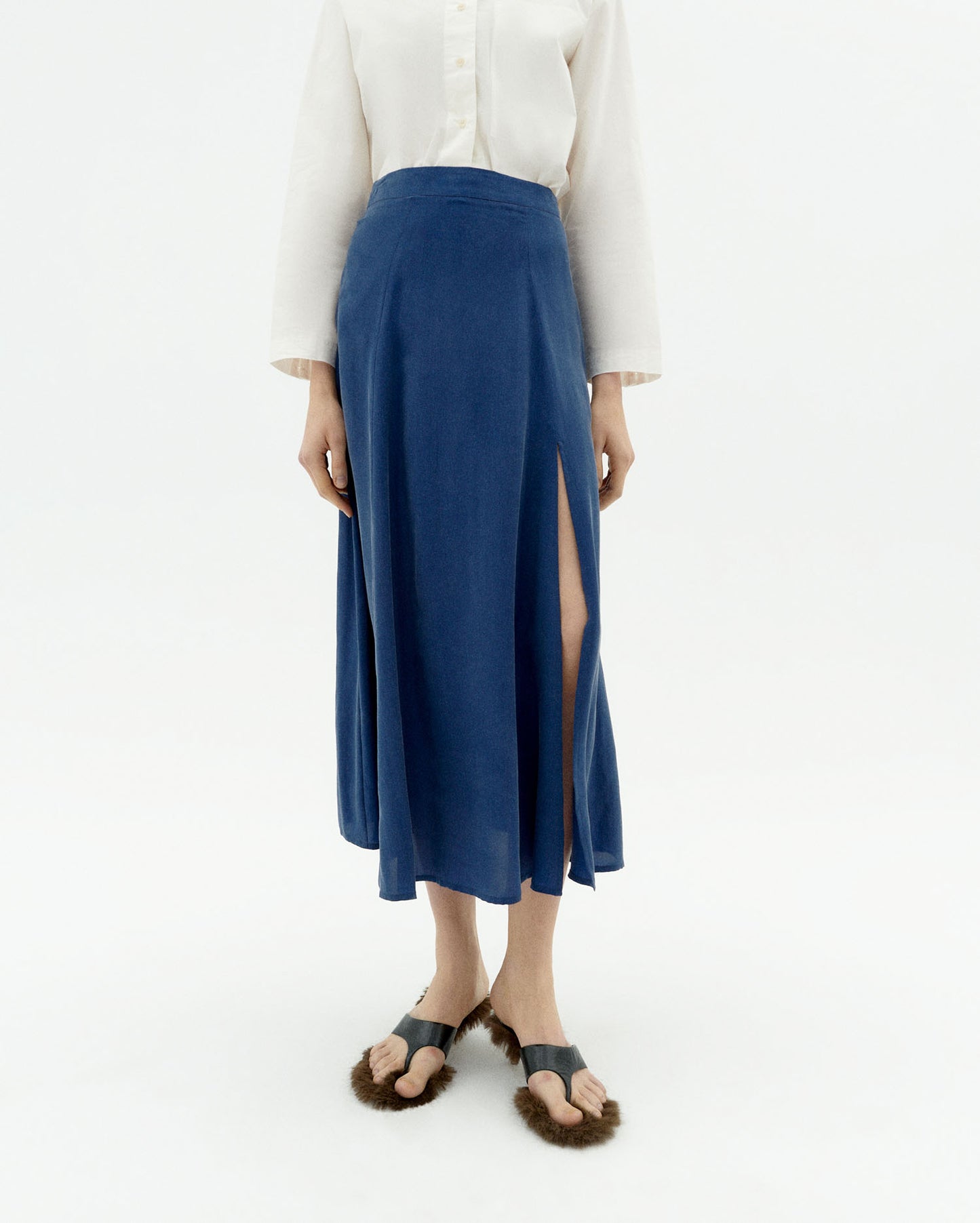 Falda azul cupro Tora sostenible-1