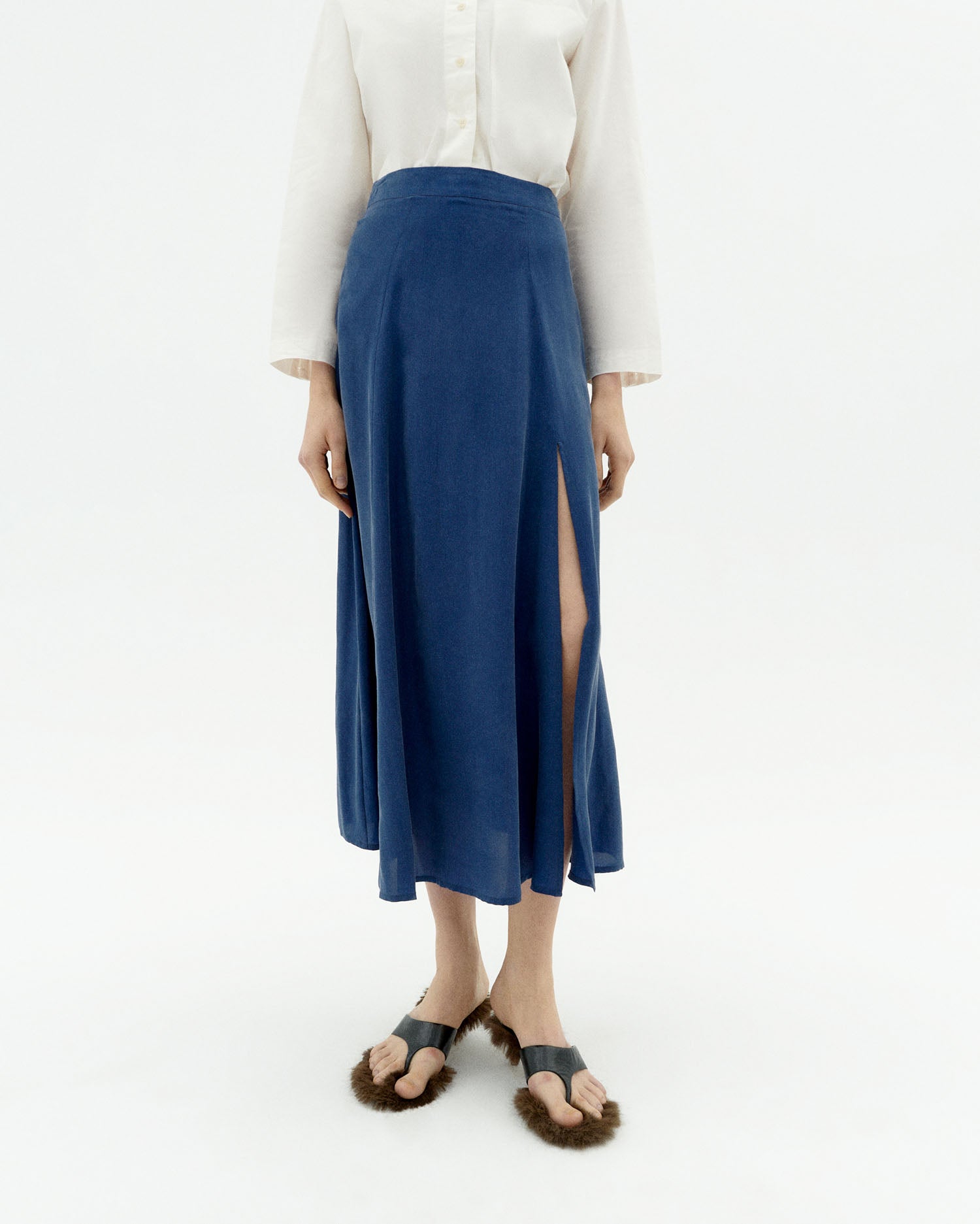 Falda azul cupro Tora sostenible-1