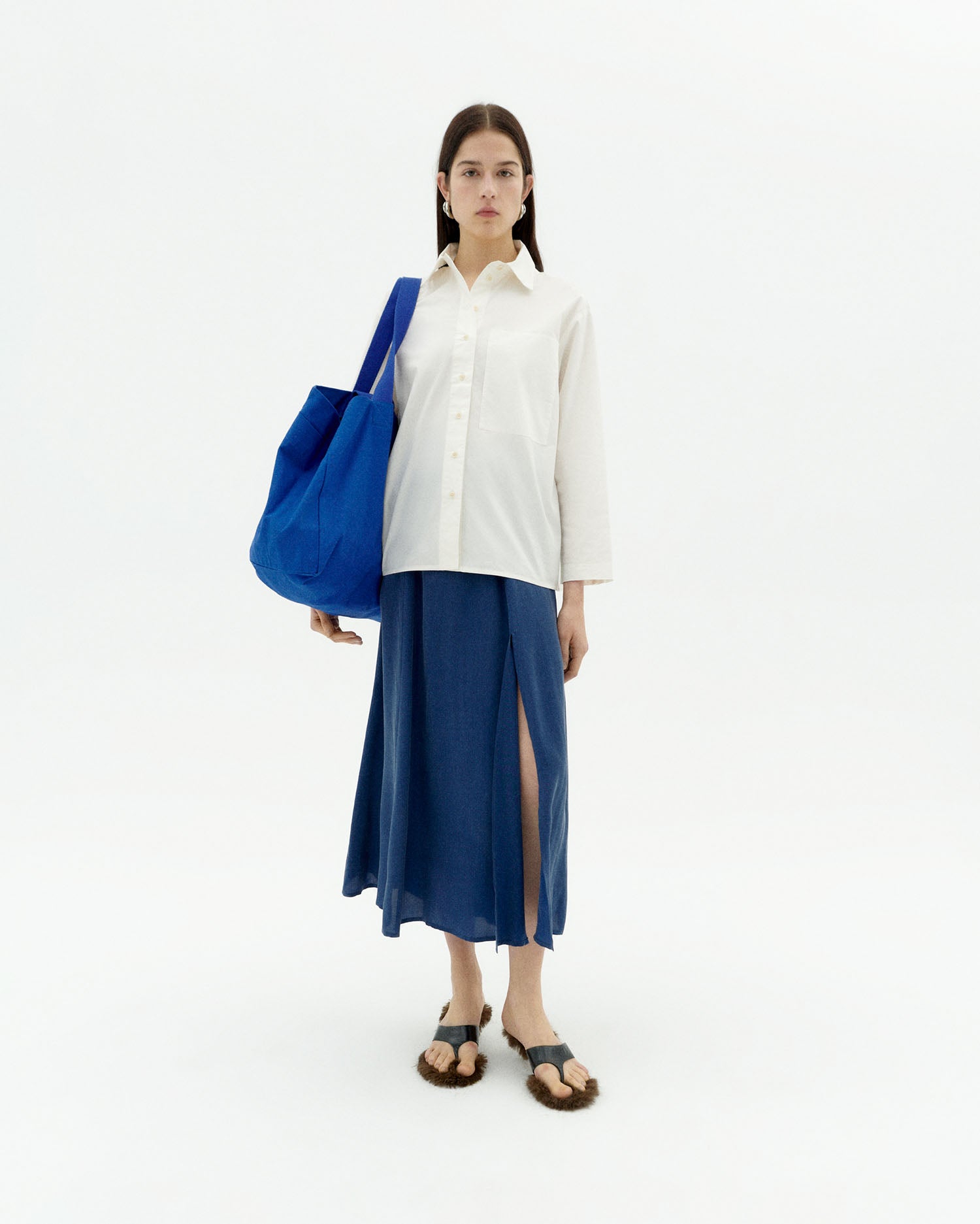 Falda azul cupro Tora sostenible-2